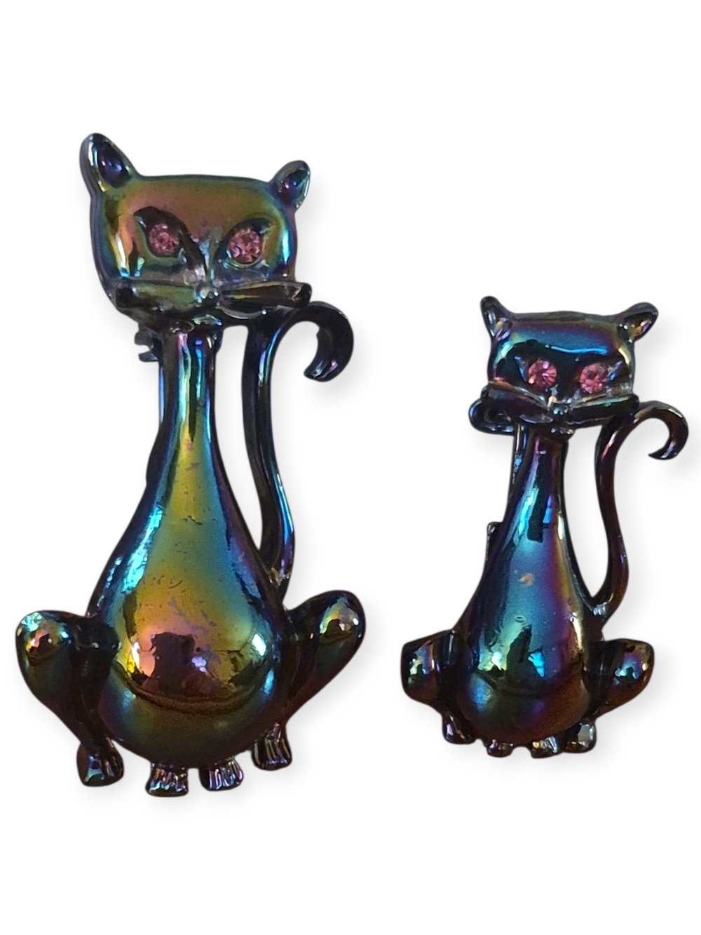 Vintage Iridescent Cat Scatter Pins Set NWOT